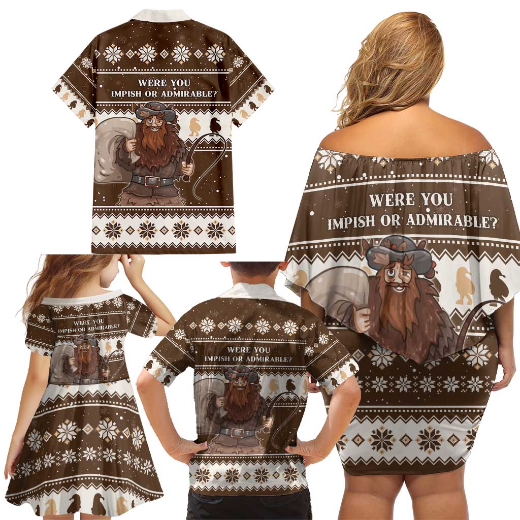 Funny Christmas Belsnickel Family Matching Off Shoulder Short Dress and Hawaiian Shirt Impish Or Admirable LT05 - Wonder Print Shop