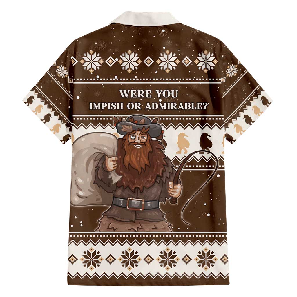 Funny Christmas Belsnickel Family Matching Off Shoulder Short Dress and Hawaiian Shirt Impish Or Admirable LT05 - Wonder Print Shop