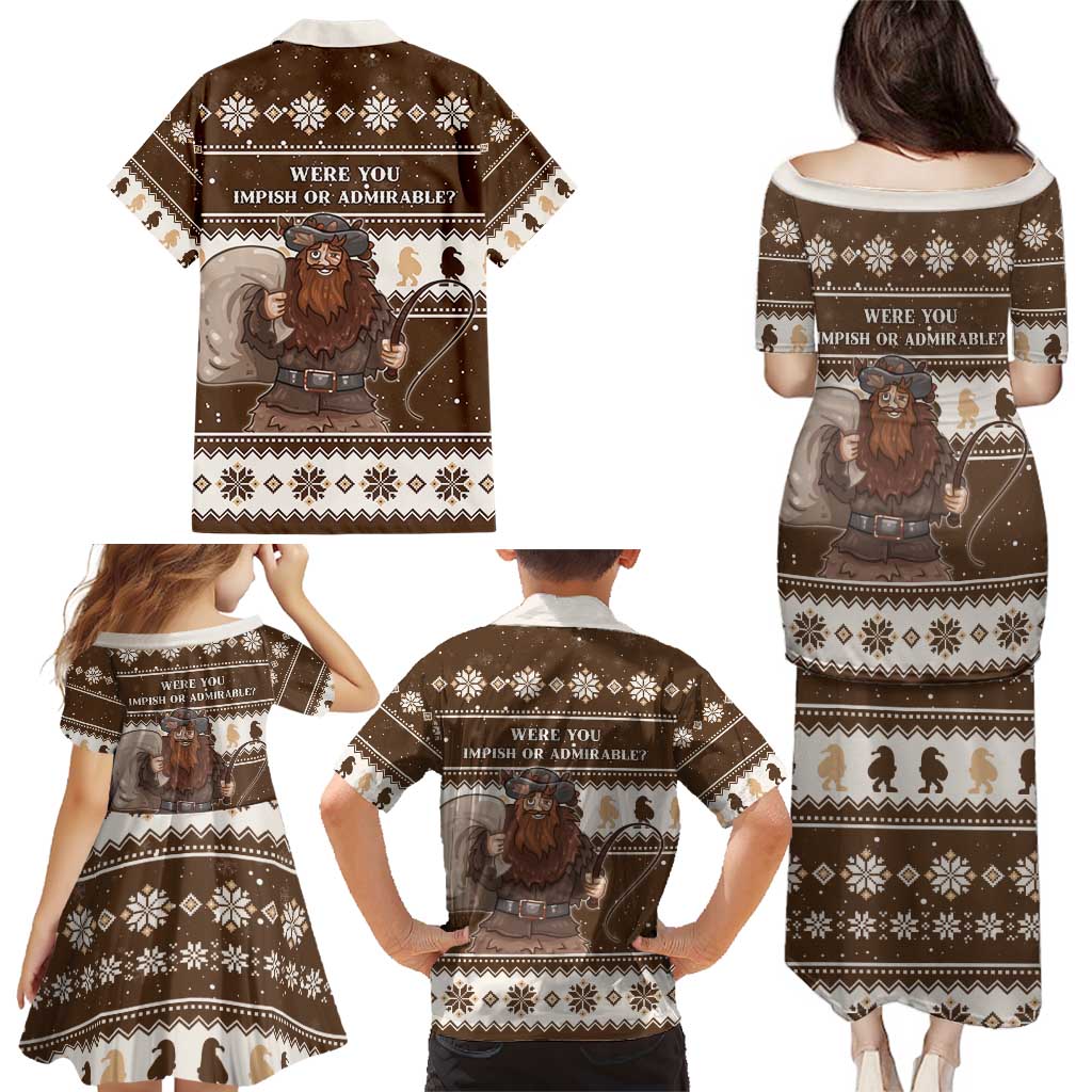 Funny Christmas Belsnickel Family Matching Puletasi and Hawaiian Shirt Impish Or Admirable LT05 - Wonder Print Shop