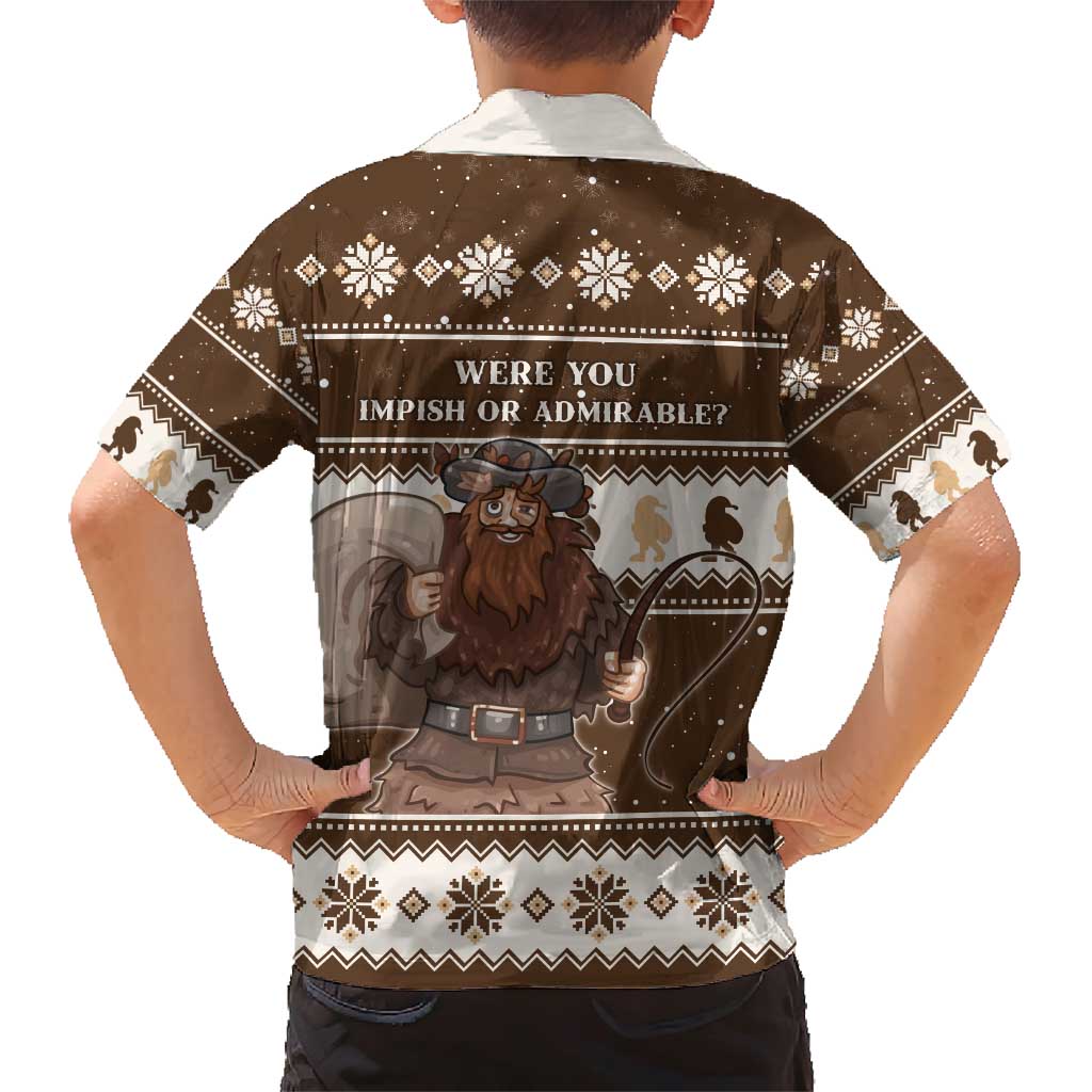 Funny Christmas Belsnickel Family Matching Short Sleeve Bodycon Dress and Hawaiian Shirt Impish Or Admirable LT05 - Wonder Print Shop