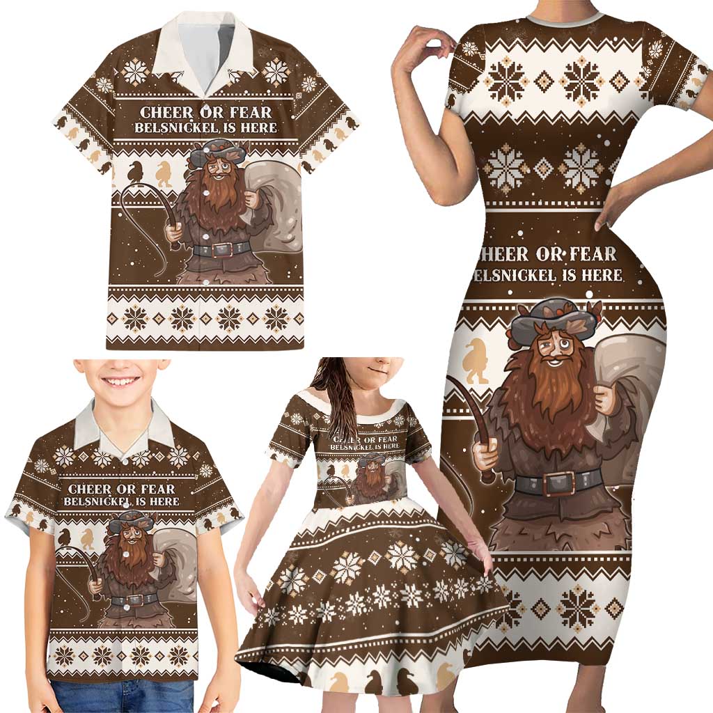 Funny Christmas Belsnickel Family Matching Short Sleeve Bodycon Dress and Hawaiian Shirt Impish Or Admirable LT05 - Wonder Print Shop