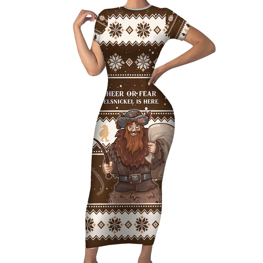 Funny Christmas Belsnickel Family Matching Short Sleeve Bodycon Dress and Hawaiian Shirt Impish Or Admirable LT05 - Wonder Print Shop