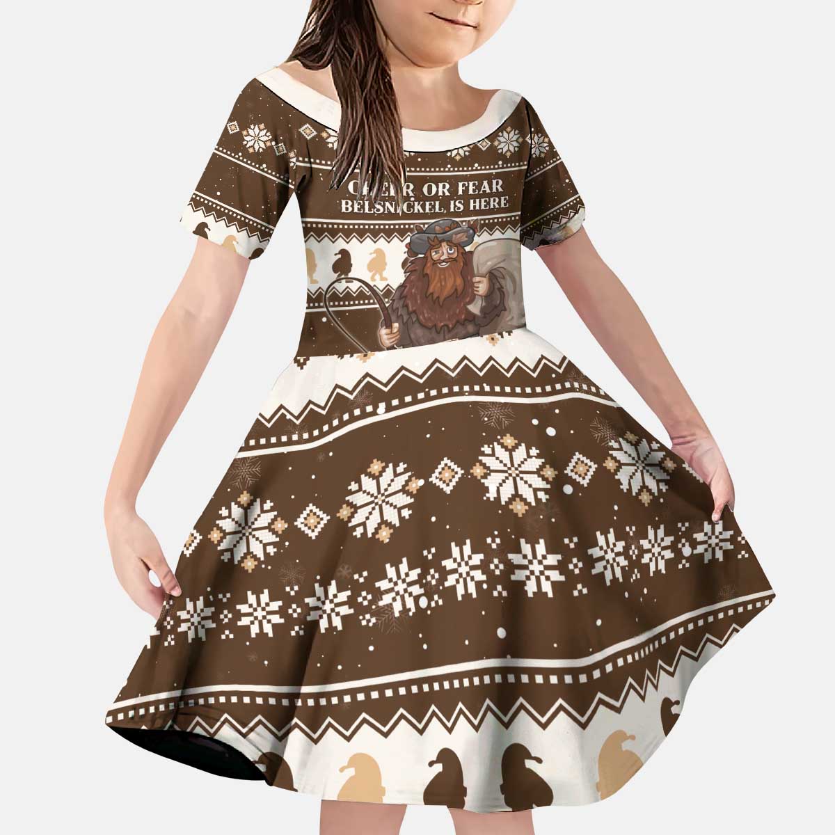 Funny Christmas Belsnickel Kid Short Sleeve Dress Impish Or Admirable LT05 - Wonder Print Shop