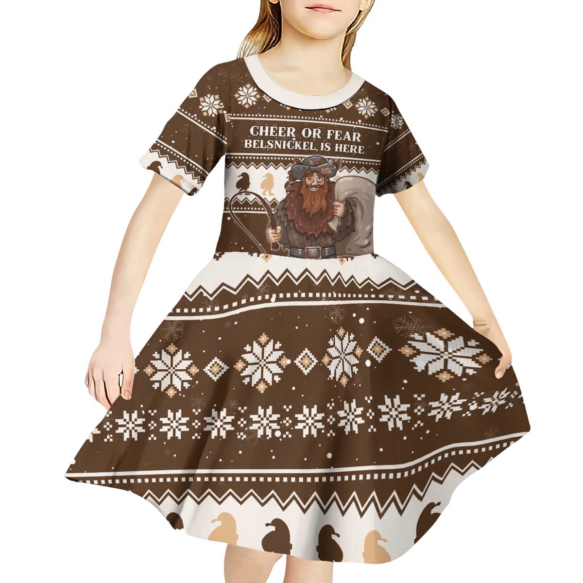 Funny Christmas Belsnickel Kid Short Sleeve Dress Impish Or Admirable LT05 - Wonder Print Shop