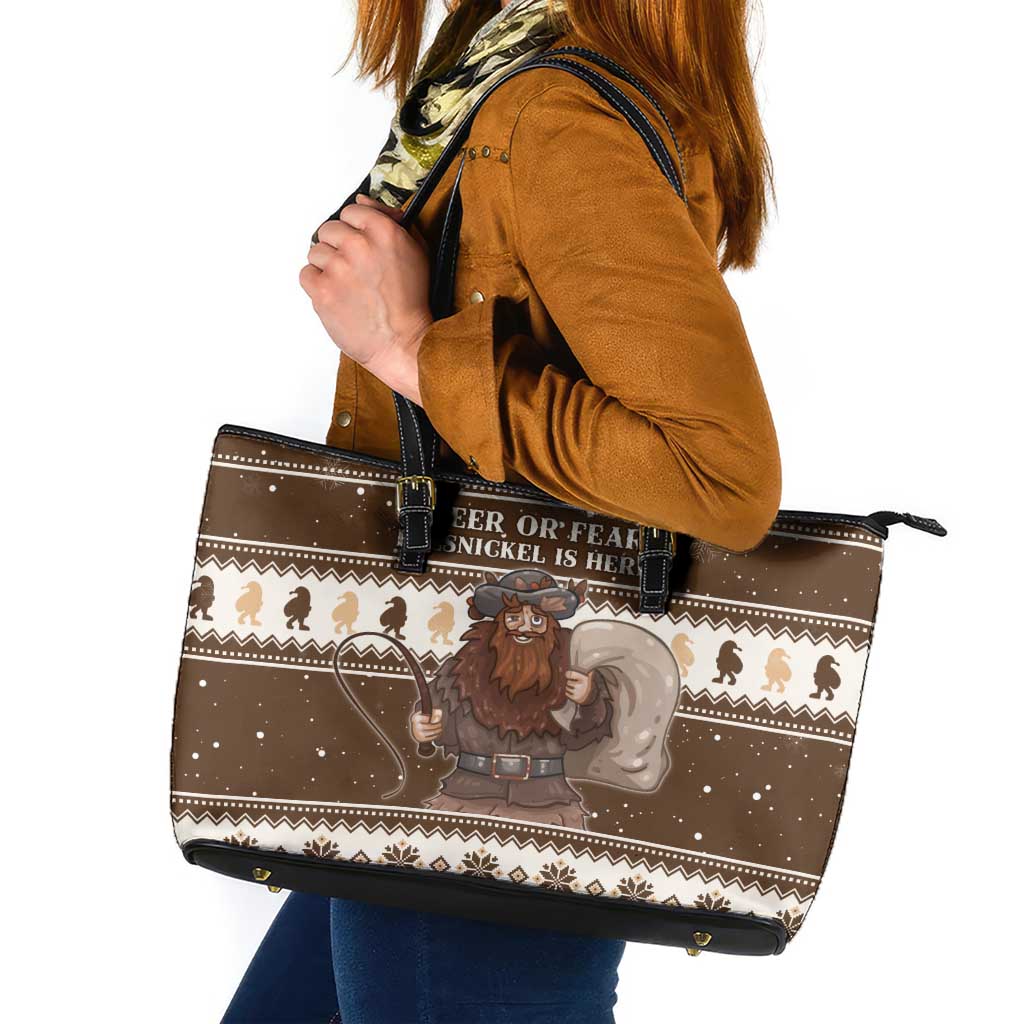 Funny Christmas Belsnickel Leather Tote Bag Impish Or Admirable LT05 - Wonder Print Shop