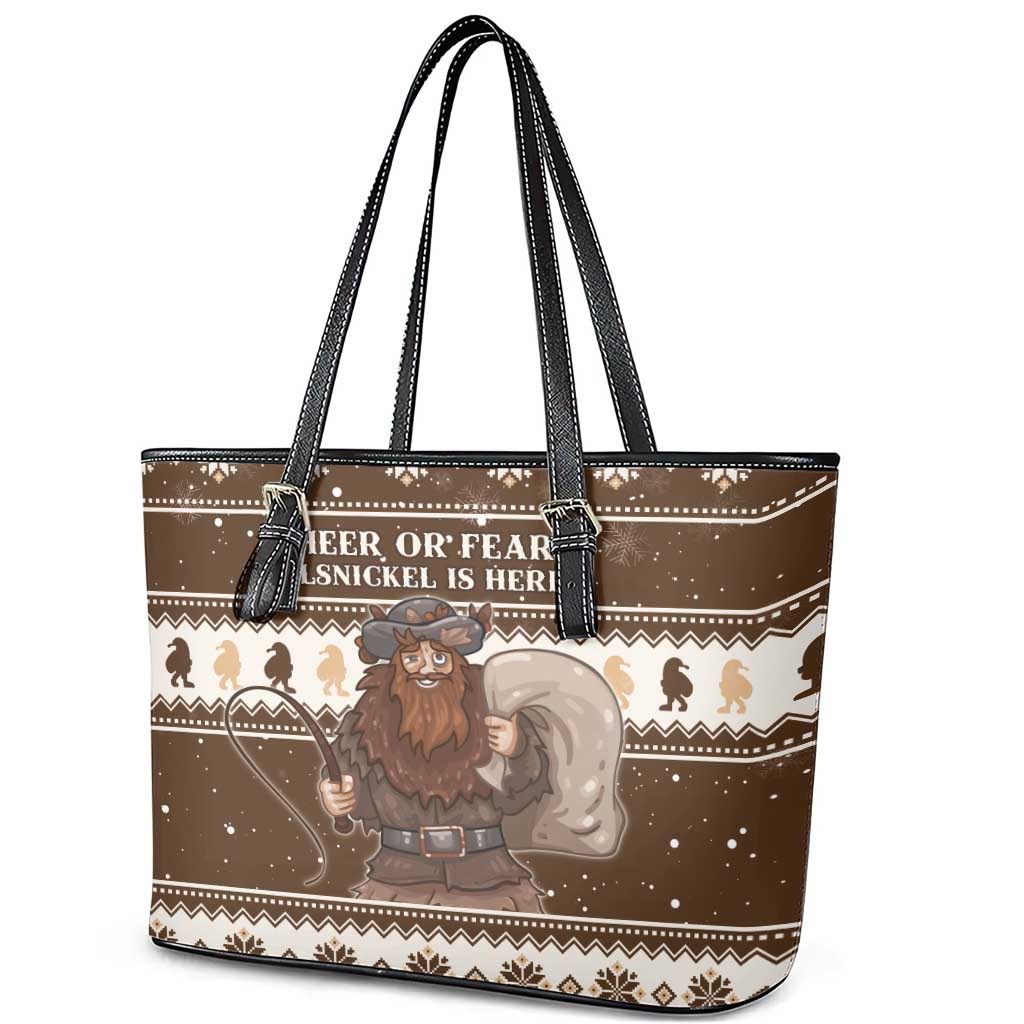 Funny Christmas Belsnickel Leather Tote Bag Impish Or Admirable LT05 - Wonder Print Shop