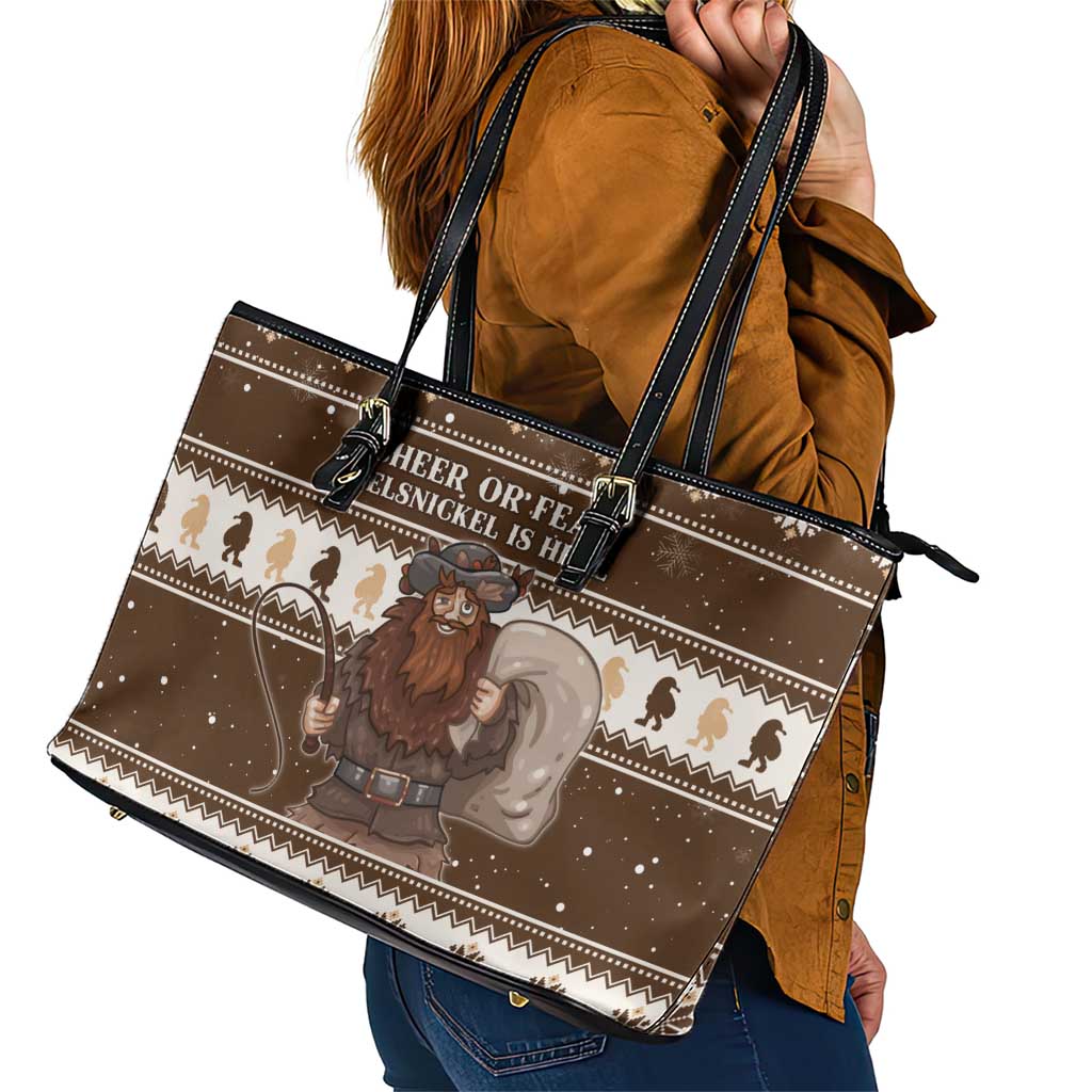 Funny Christmas Belsnickel Leather Tote Bag Impish Or Admirable LT05 - Wonder Print Shop