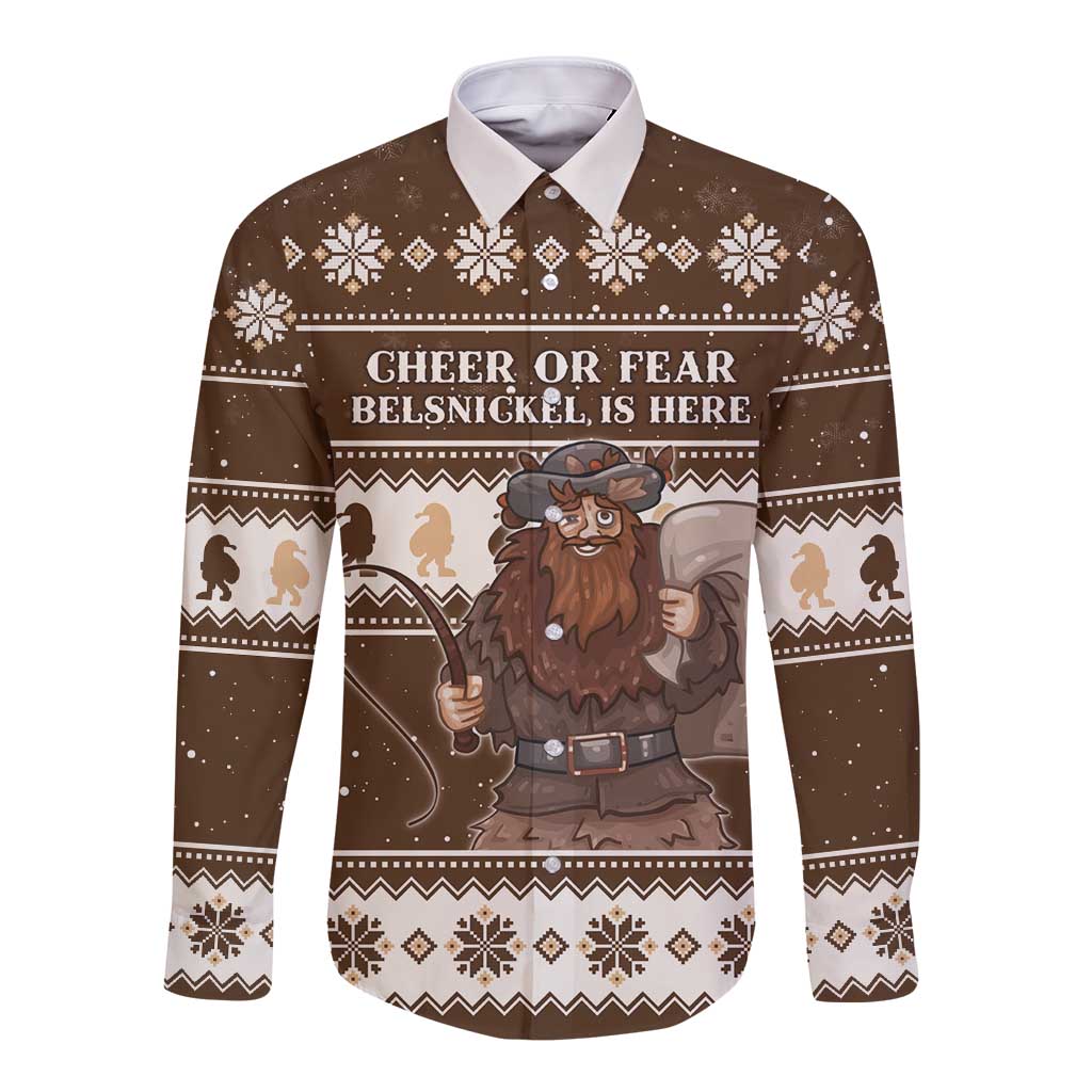 Funny Christmas Belsnickel Long Sleeve Button Shirt Impish Or Admirable LT05 - Wonder Print Shop