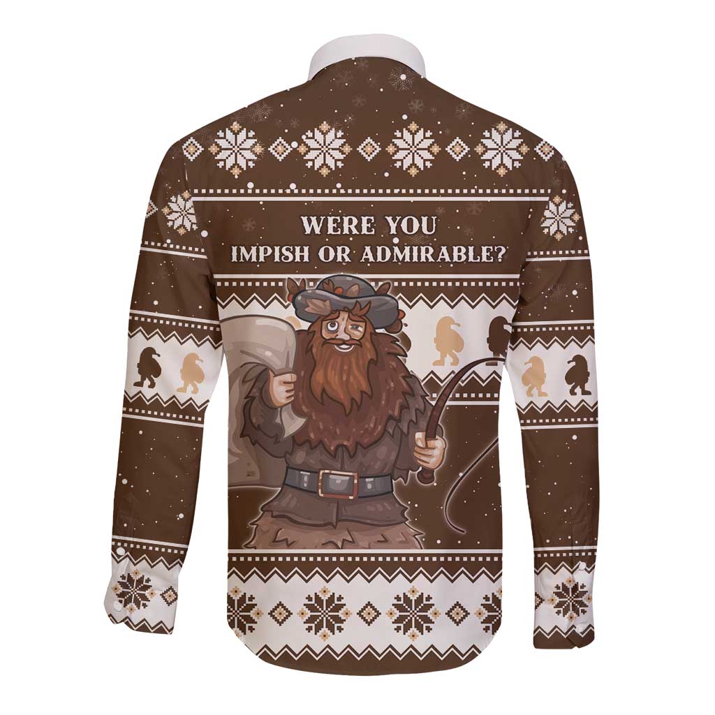 Funny Christmas Belsnickel Long Sleeve Button Shirt Impish Or Admirable LT05 - Wonder Print Shop