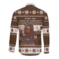 Funny Christmas Belsnickel Long Sleeve Button Shirt Impish Or Admirable LT05 - Wonder Print Shop