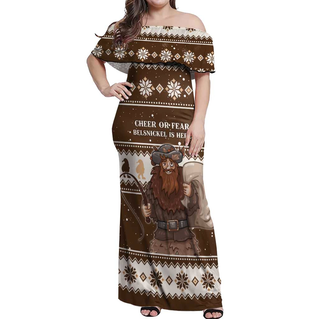 Funny Christmas Belsnickel Off Shoulder Maxi Dress Impish Or Admirable LT05 - Wonder Print Shop