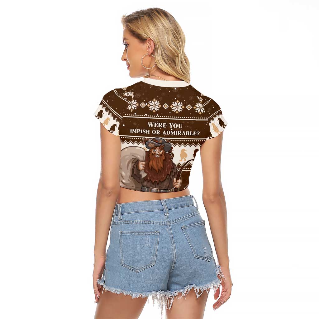 Funny Christmas Belsnickel Raglan Cropped T Shirt Impish Or Admirable LT05 - Wonder Print Shop