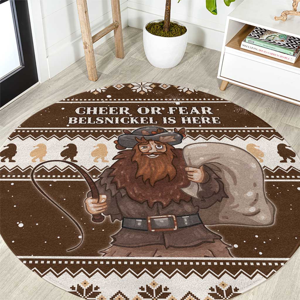 Funny Christmas Belsnickel Round Carpet Impish Or Admirable