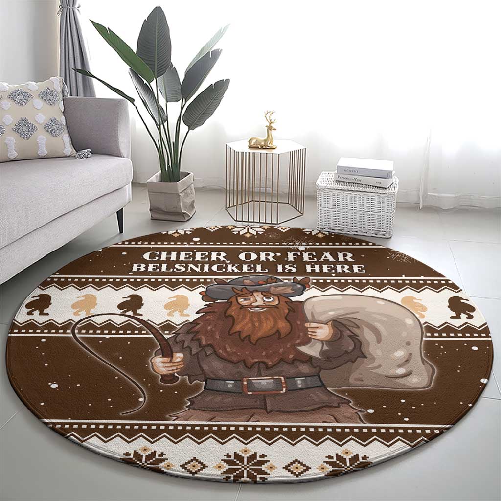 Funny Christmas Belsnickel Round Carpet Impish Or Admirable