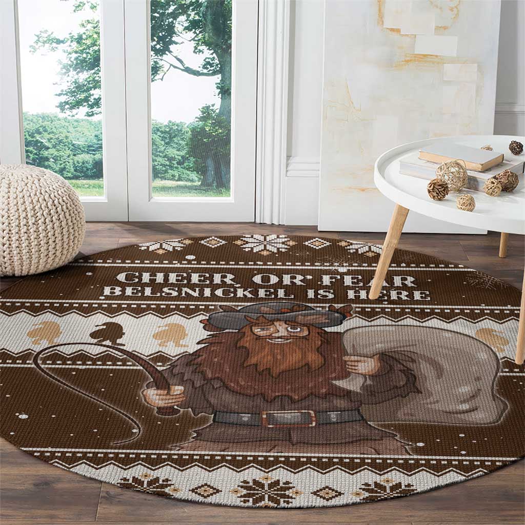 Funny Christmas Belsnickel Round Carpet Impish Or Admirable