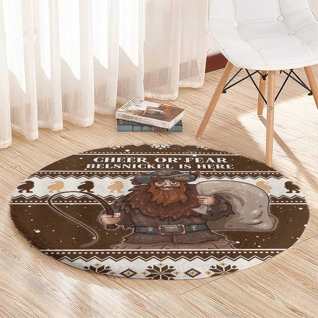 Funny Christmas Belsnickel Round Carpet Impish Or Admirable