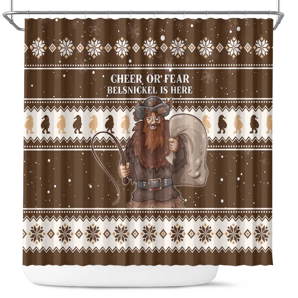 Funny Christmas Belsnickel Shower Curtain Impish Or Admirable