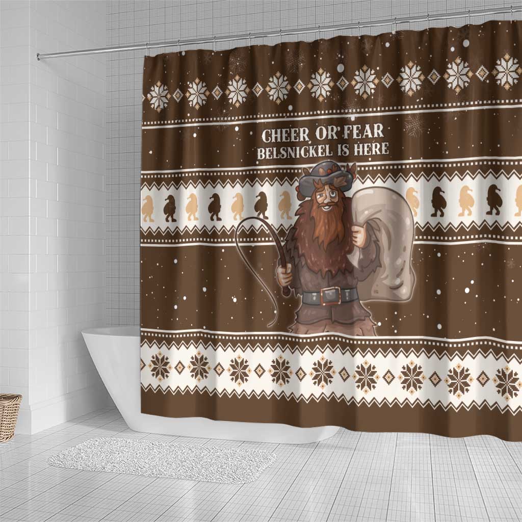Funny Christmas Belsnickel Shower Curtain Impish Or Admirable