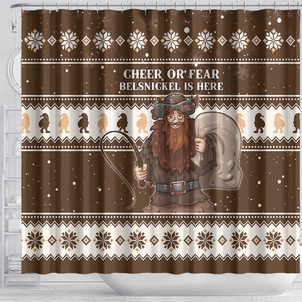 Funny Christmas Belsnickel Shower Curtain Impish Or Admirable