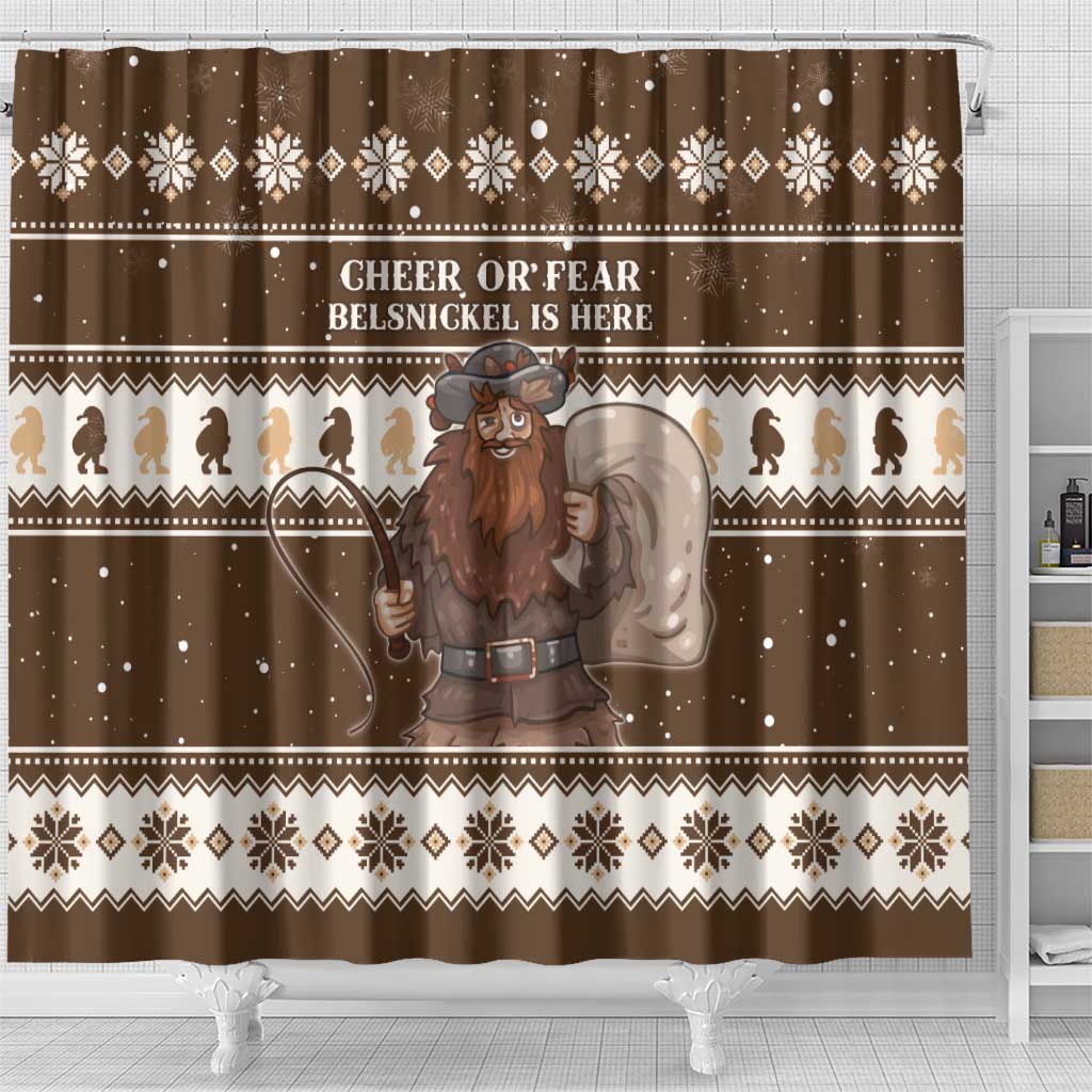 Funny Christmas Belsnickel Shower Curtain Impish Or Admirable