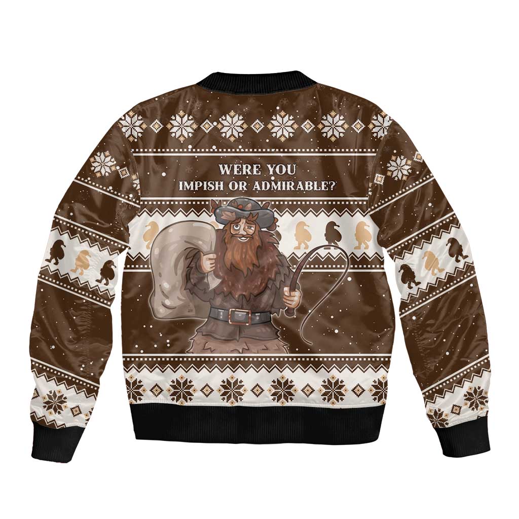 Funny Christmas Belsnickel Sleeve Zip Bomber Jacket Impish Or Admirable LT05 - Wonder Print Shop
