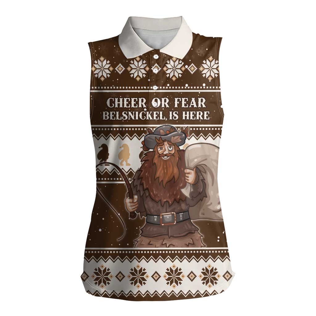 Funny Christmas Belsnickel Women Sleeveless Polo Shirt Impish Or Admirable LT05 - Wonder Print Shop