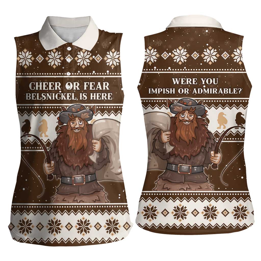 Funny Christmas Belsnickel Women Sleeveless Polo Shirt Impish Or Admirable LT05 - Wonder Print Shop