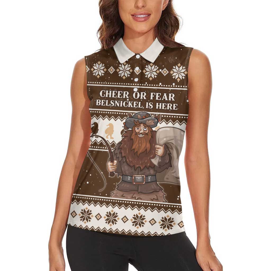 Funny Christmas Belsnickel Women Sleeveless Polo Shirt Impish Or Admirable LT05 - Wonder Print Shop