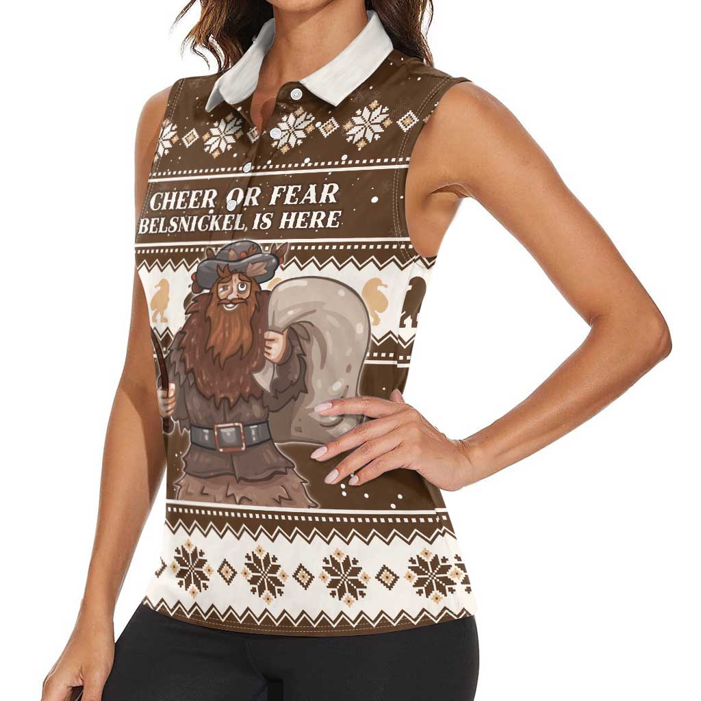 Funny Christmas Belsnickel Women Sleeveless Polo Shirt Impish Or Admirable LT05 - Wonder Print Shop