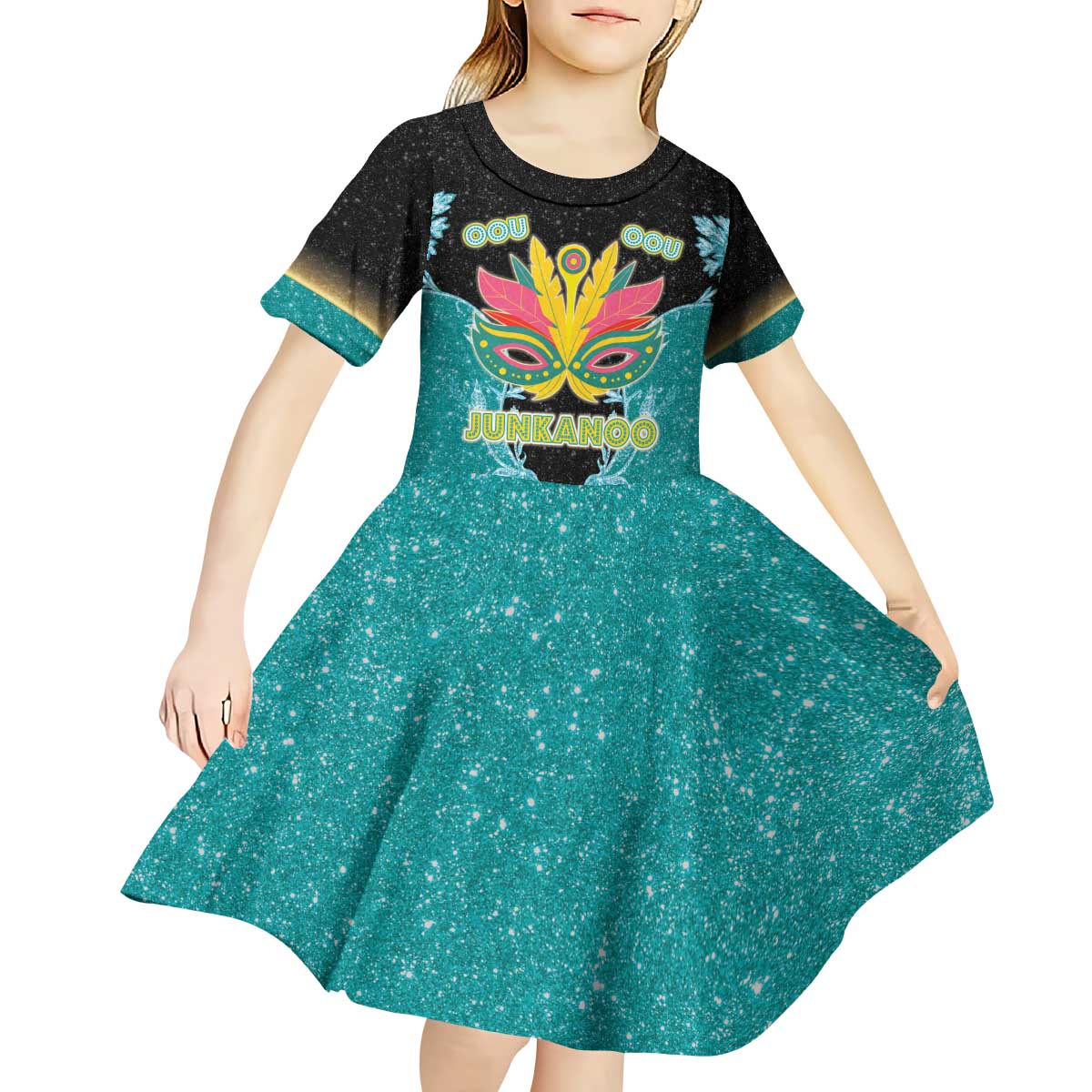 Bahamas Junkanoo Kid Short Sleeve Dress Junkanoo Is Life LT05 - Wonder Print Shop