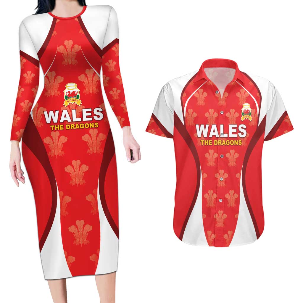 Custom Wales Rugby 2026 Couples Matching Long Sleeve Bodycon Dress and Hawaiian Shirt Unique Style - Wonder Print Shop