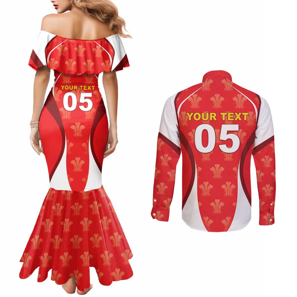 Custom Wales Rugby 2026 Couples Matching Mermaid Dress and Long Sleeve Button Shirt Unique Style - Wonder Print Shop