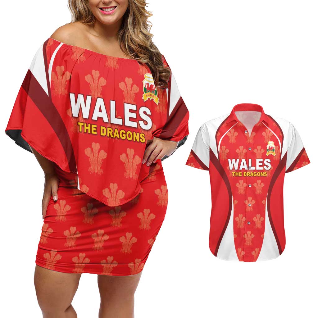 Custom Wales Rugby 2026 Couples Matching Off Shoulder Short Dress and Hawaiian Shirt Unique Style - Wonder Print Shop