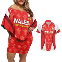 Custom Wales Rugby 2026 Couples Matching Off Shoulder Short Dress and Hawaiian Shirt Unique Style - Wonder Print Shop