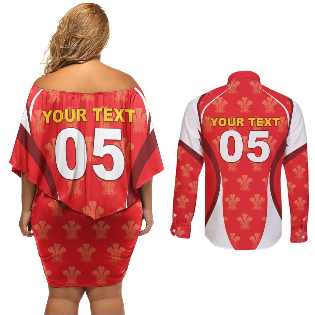 Custom Wales Rugby 2026 Couples Matching Off Shoulder Short Dress and Long Sleeve Button Shirt Unique Style - Wonder Print Shop