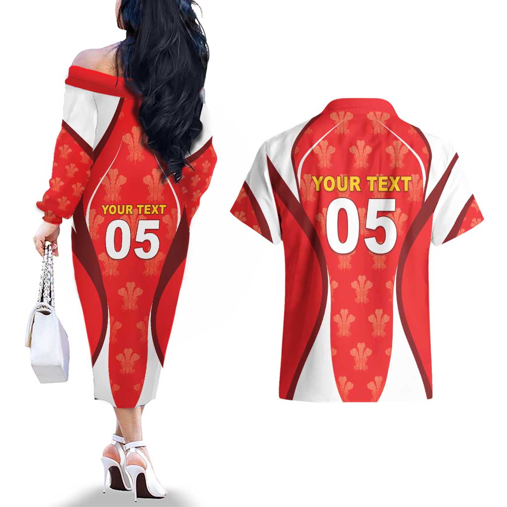 Custom Wales Rugby 2026 Couples Matching Off The Shoulder Long Sleeve Dress and Hawaiian Shirt Unique Style - Wonder Print Shop