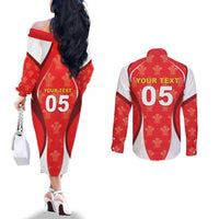 Custom Wales Rugby 2026 Couples Matching Off The Shoulder Long Sleeve Dress and Long Sleeve Button Shirt Unique Style - Wonder Print Shop