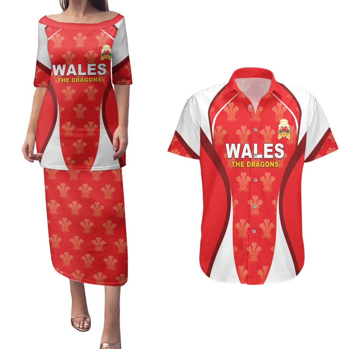 Custom Wales Rugby 2026 Couples Matching Puletasi and Hawaiian Shirt Unique Style - Wonder Print Shop