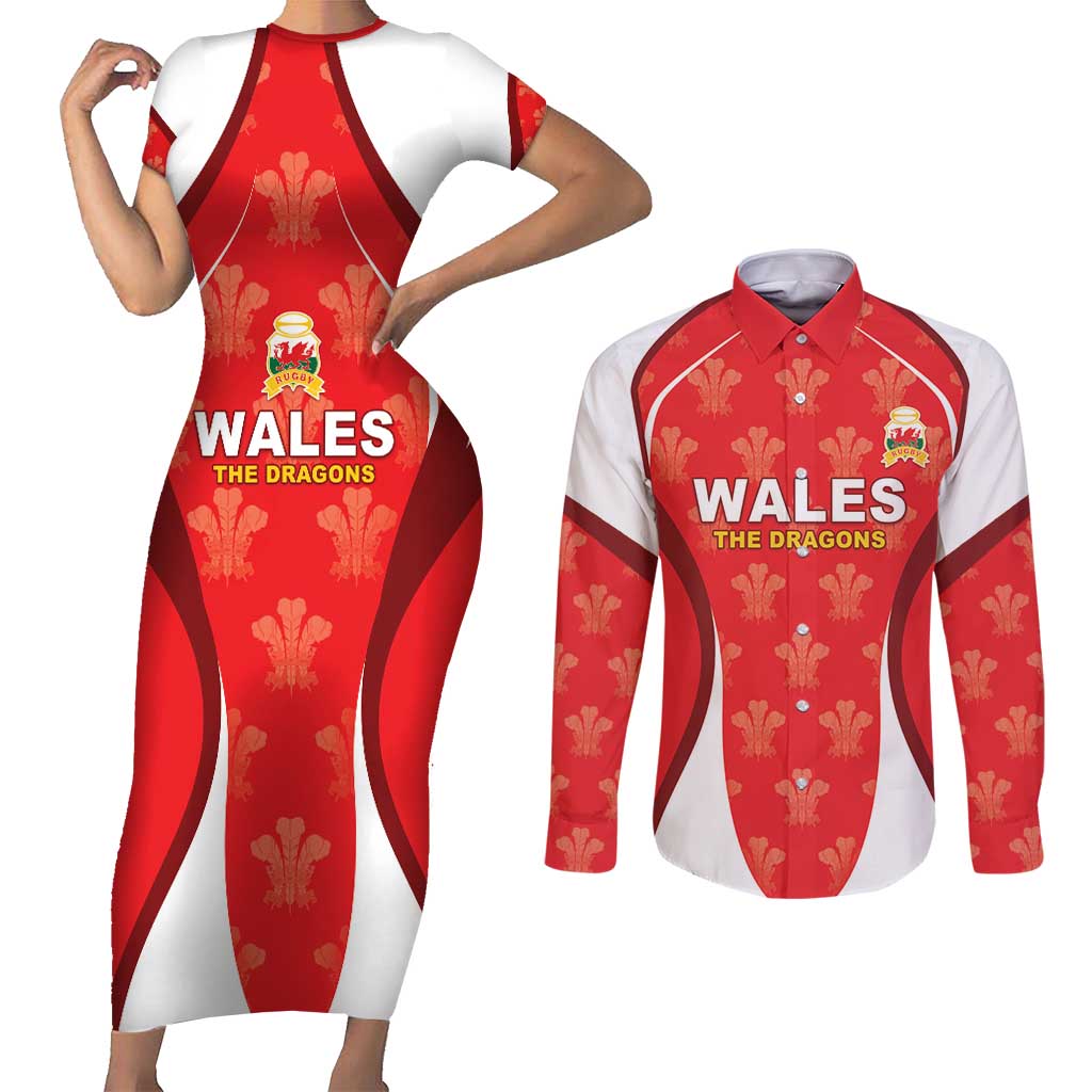 Custom Wales Rugby 2026 Couples Matching Short Sleeve Bodycon Dress and Long Sleeve Button Shirt Unique Style - Wonder Print Shop