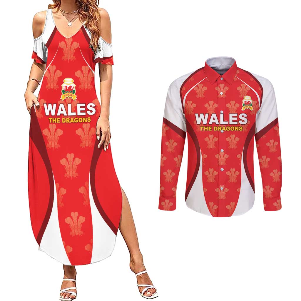 Custom Wales Rugby 2026 Couples Matching Summer Maxi Dress and Long Sleeve Button Shirt Unique Style - Wonder Print Shop