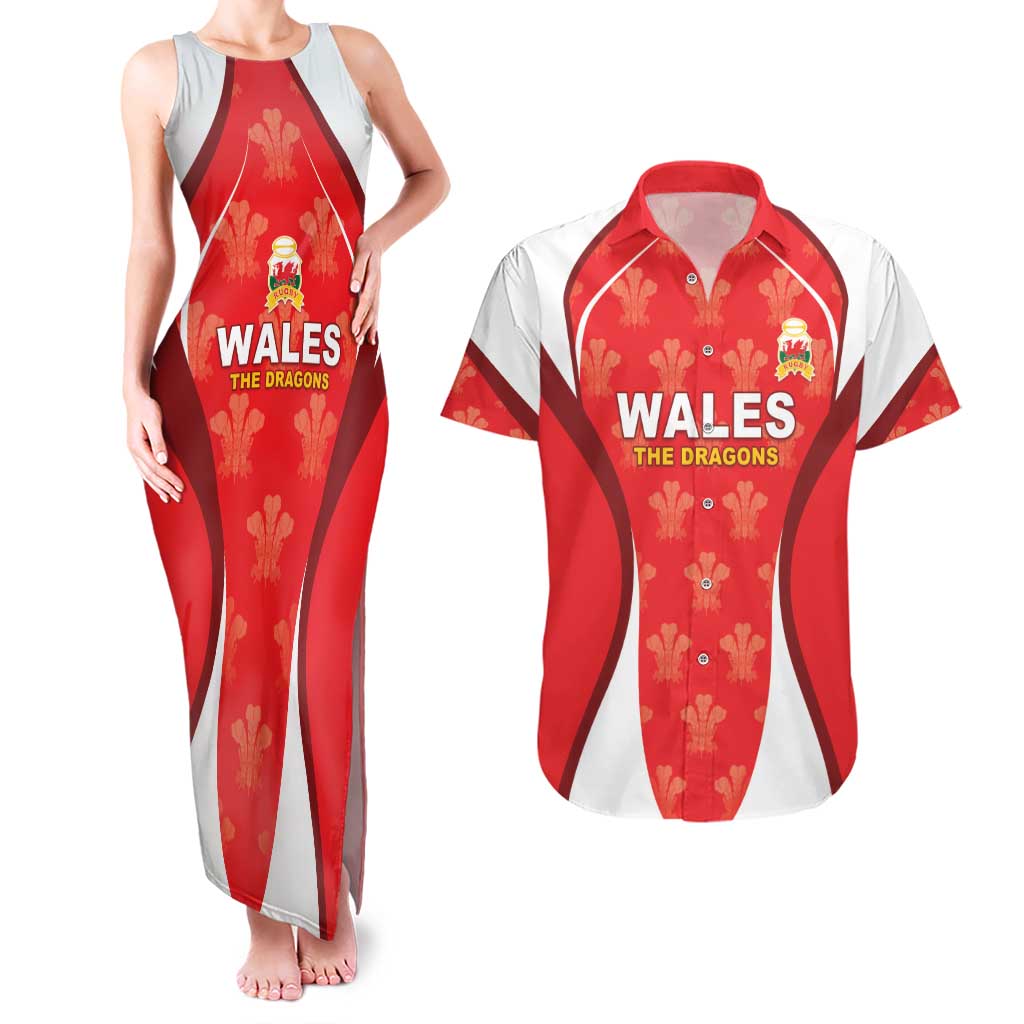 Custom Wales Rugby 2026 Couples Matching Tank Maxi Dress and Hawaiian Shirt Unique Style - Wonder Print Shop