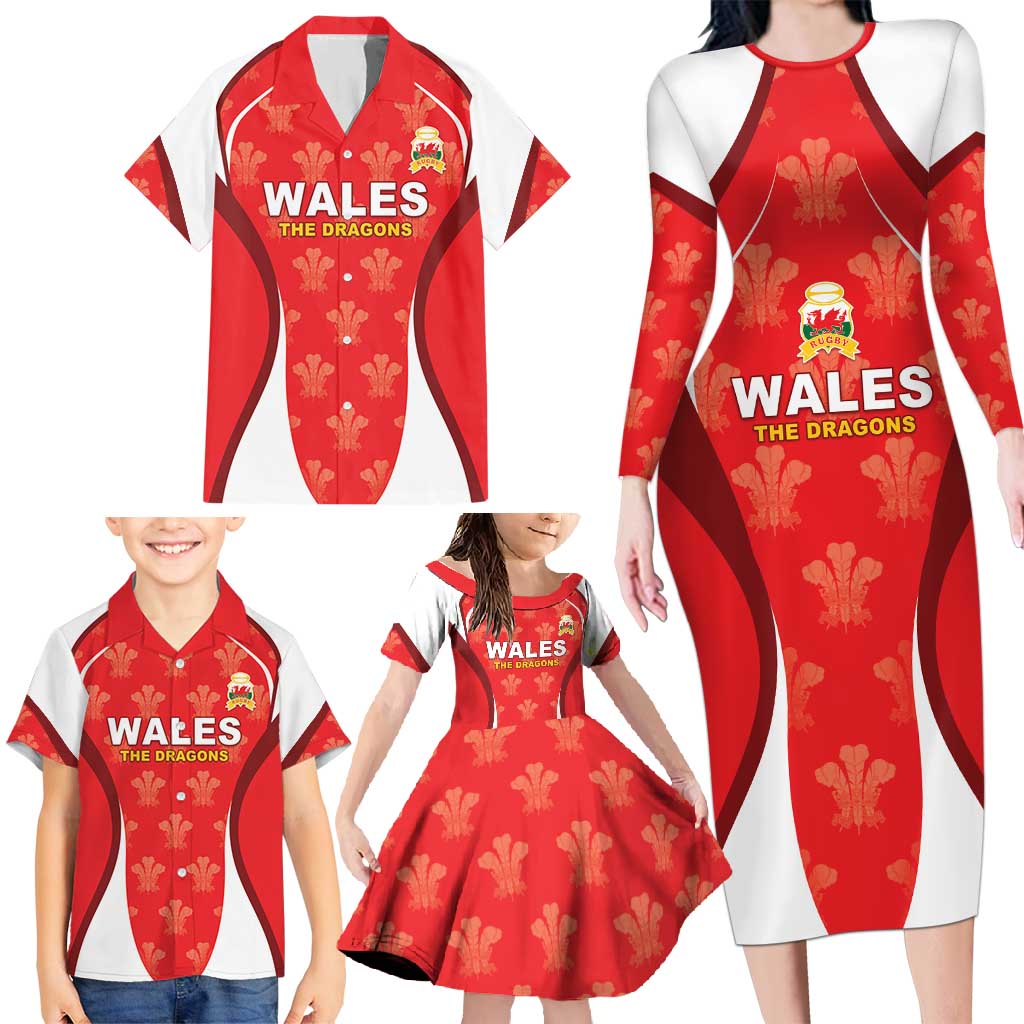 Custom Wales Rugby 2026 Family Matching Long Sleeve Bodycon Dress and Hawaiian Shirt Unique Style - Wonder Print Shop