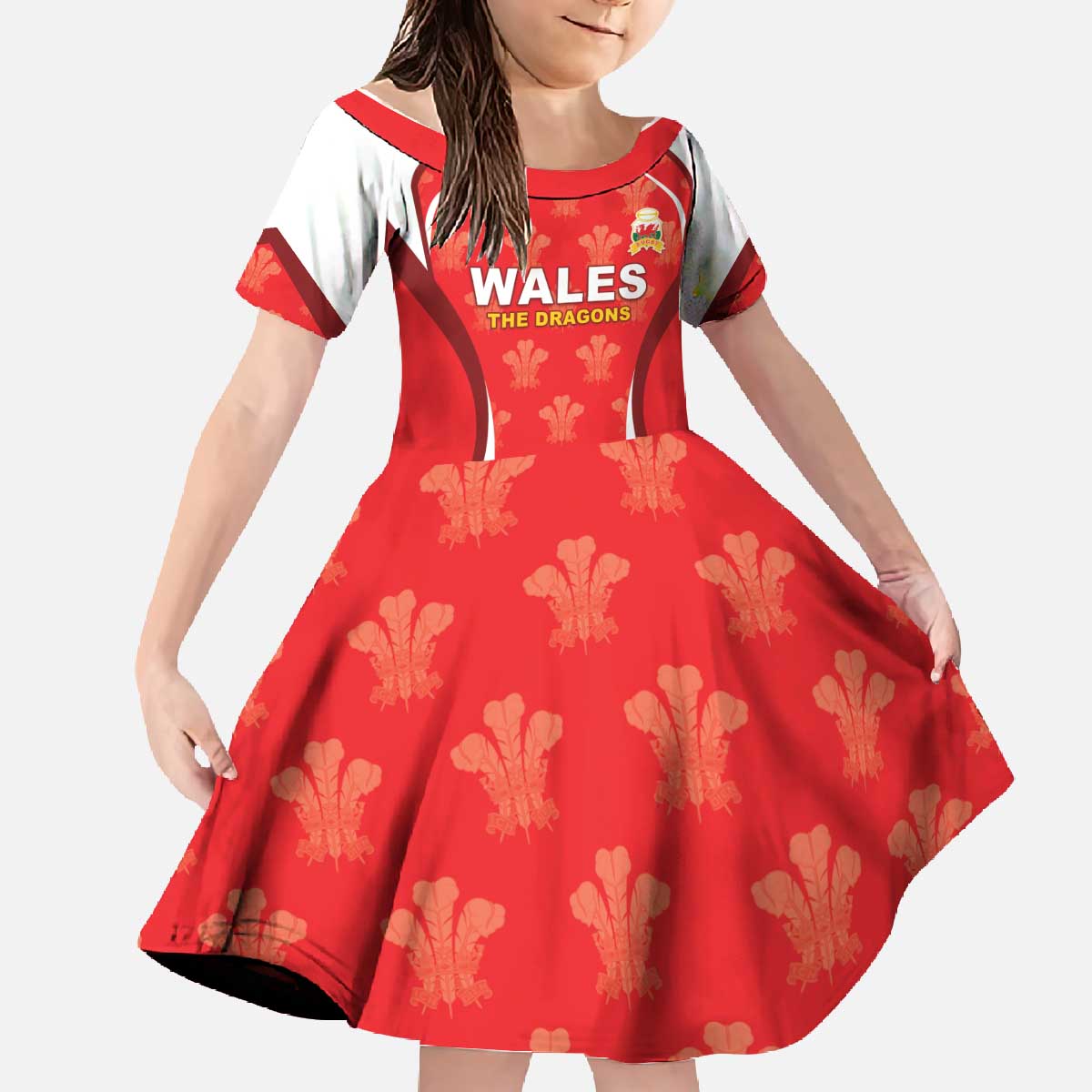 Custom Wales Rugby 2026 Family Matching Off The Shoulder Long Sleeve Dress and Hawaiian Shirt Unique Style - Wonder Print Shop