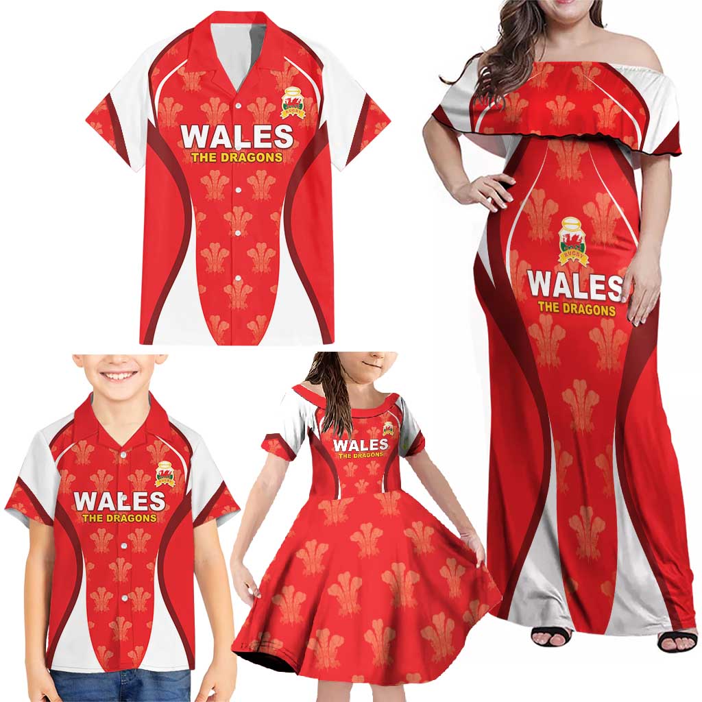 Custom Wales Rugby 2026 Family Matching Off Shoulder Maxi Dress and Hawaiian Shirt Unique Style - Wonder Print Shop