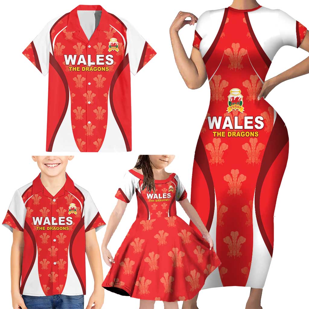 Custom Wales Rugby 2026 Family Matching Short Sleeve Bodycon Dress and Hawaiian Shirt Unique Style - Wonder Print Shop