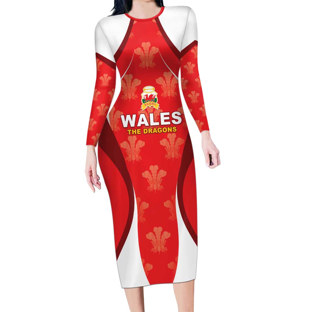 Custom Wales Rugby 2026 Long Sleeve Bodycon Dress Unique Style - Wonder Print Shop