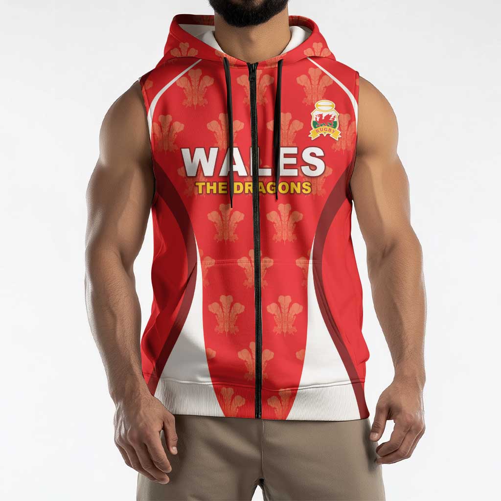 Custom Wales Rugby 2026 Sleeveless Zip Hoodie Unique Style - Wonder Print Shop