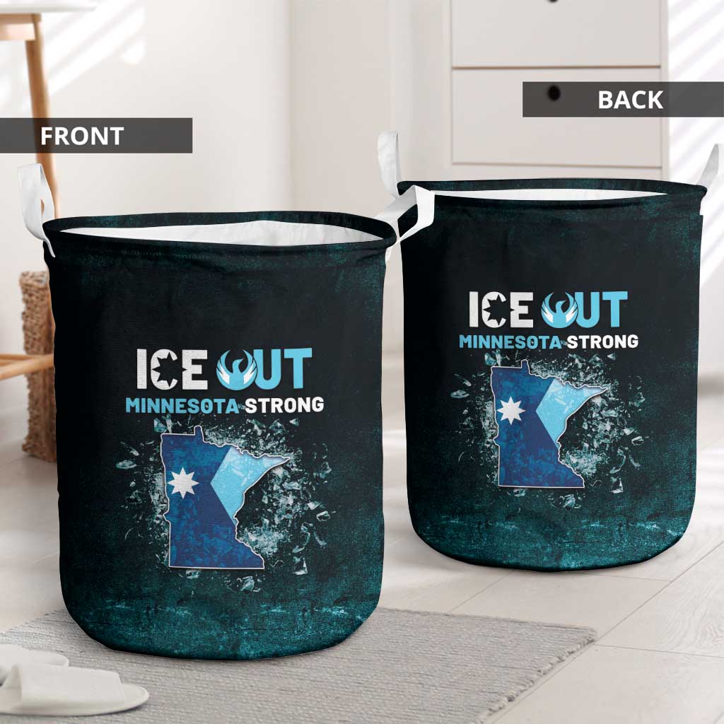 Ice Out Of Minnesota Laundry Basket State Flag Justice Protest Resistance