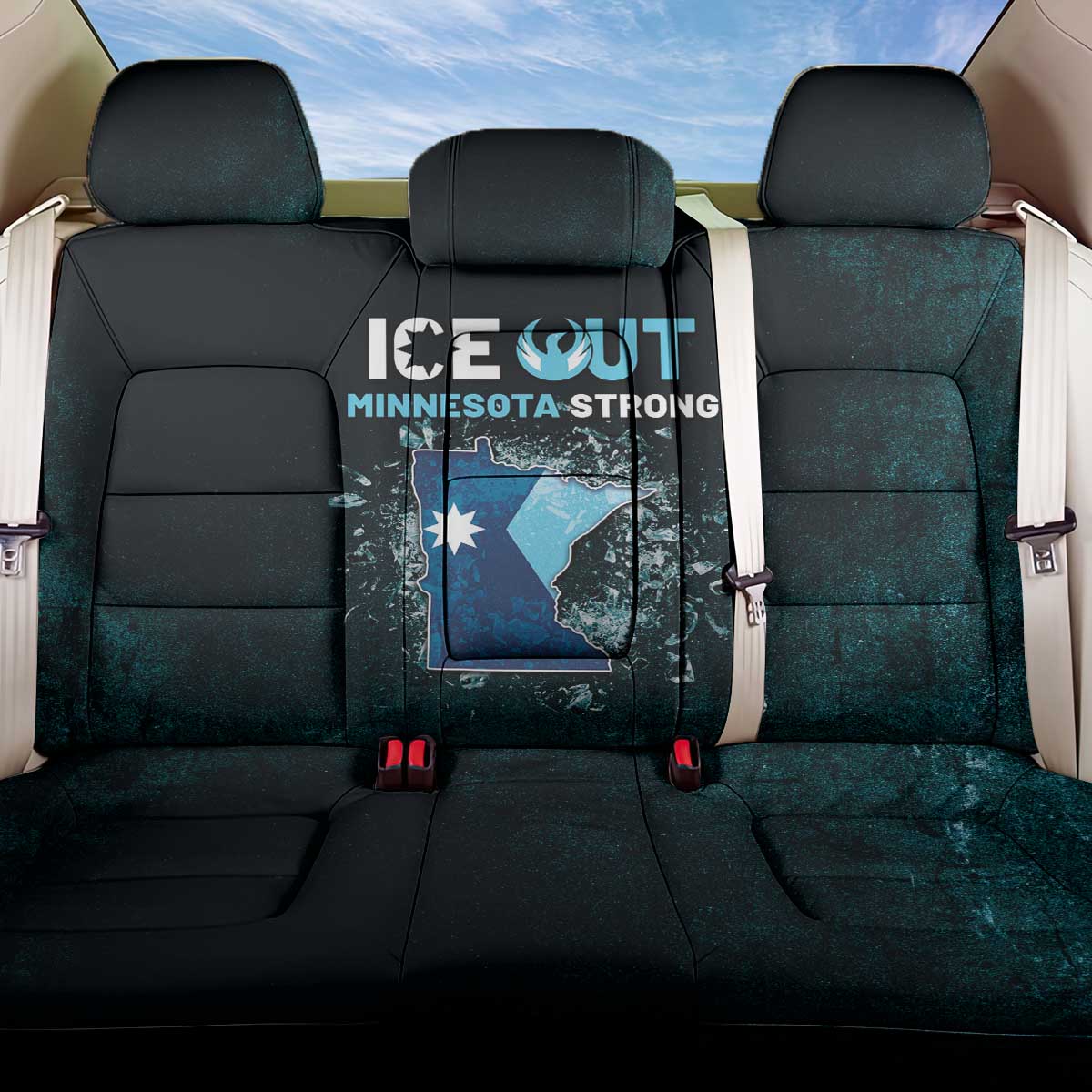 Ice Out Of Minnesota Back Car Seat Cover State Flag Justice Protest Resistance