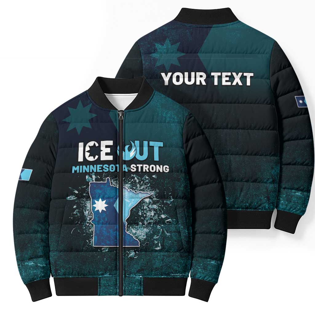 Personalized Ice Out Of Minnesota Bomber Puffer Jacket State Flag Justice Protest Resistance
